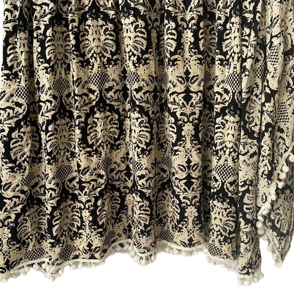 Velzera Black Damask Bell-Sleeve Bohemian Pattern Midi Dress Women’s Size L - Picture 11 of 16